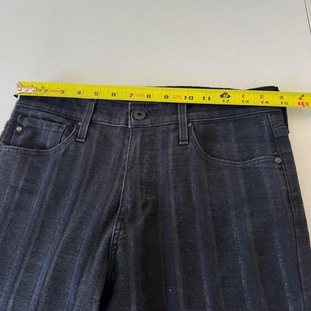 AG Adriano Goldschmied Farrah Skinny Ankle Jeans Black Metallic Stripe Size 29R - Picture 11 of 14
